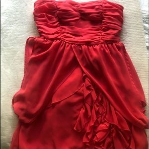 Bright pink strapless dress